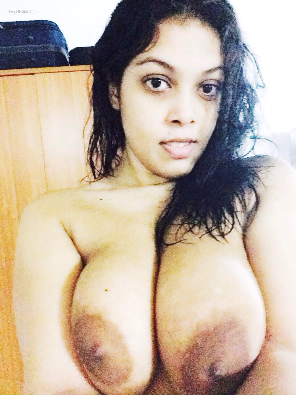 Tit Flash: Wife's Very Big Tits With Very Strong Tanlines (Selfie) - Topless Hun from Mexico
